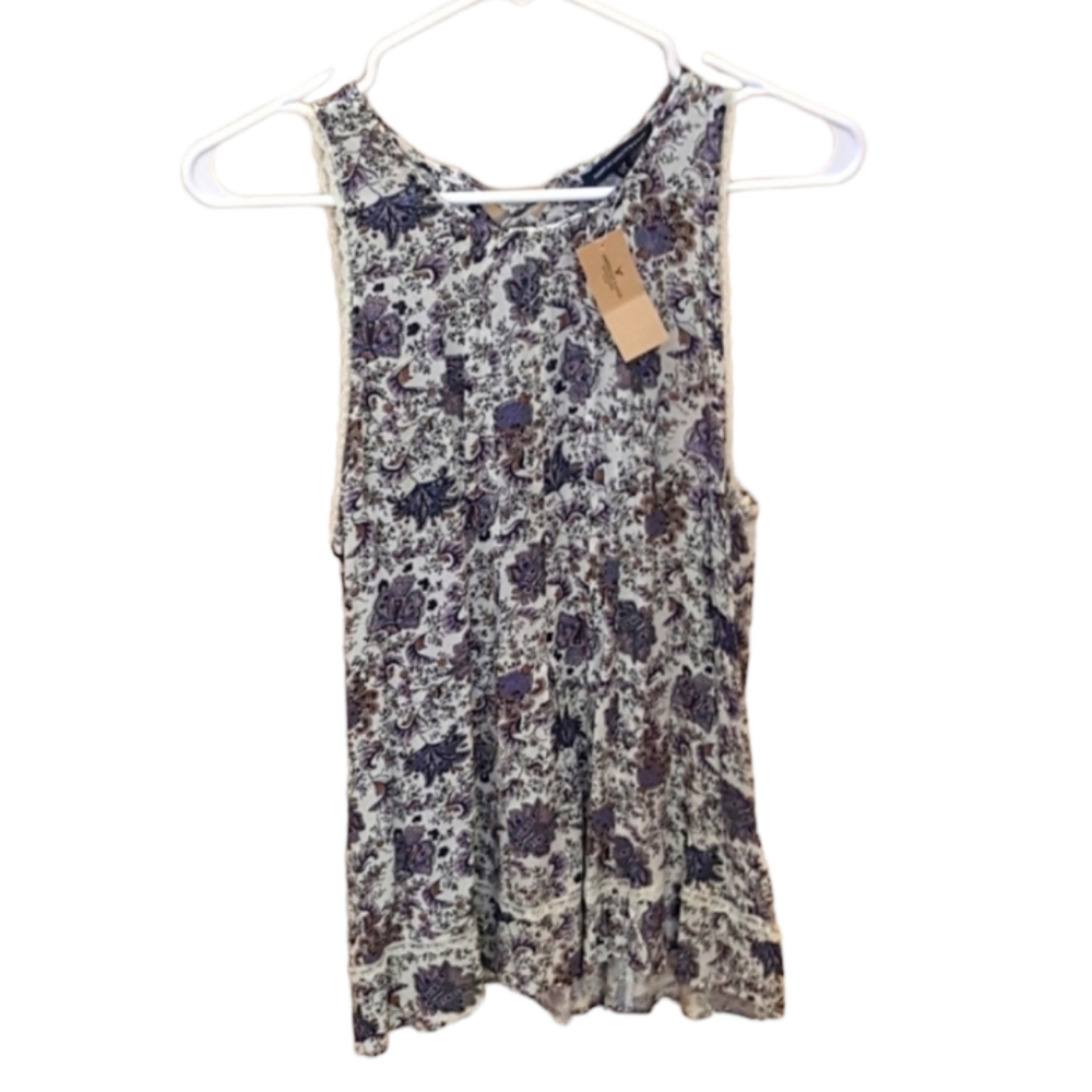 AMERICAN EAGLE OUTFITTERS Long Blouse Purple Floral